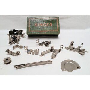 Vintage Lot of 10 Singer Simanco Sewing Machine Attachments Pieces With Box
